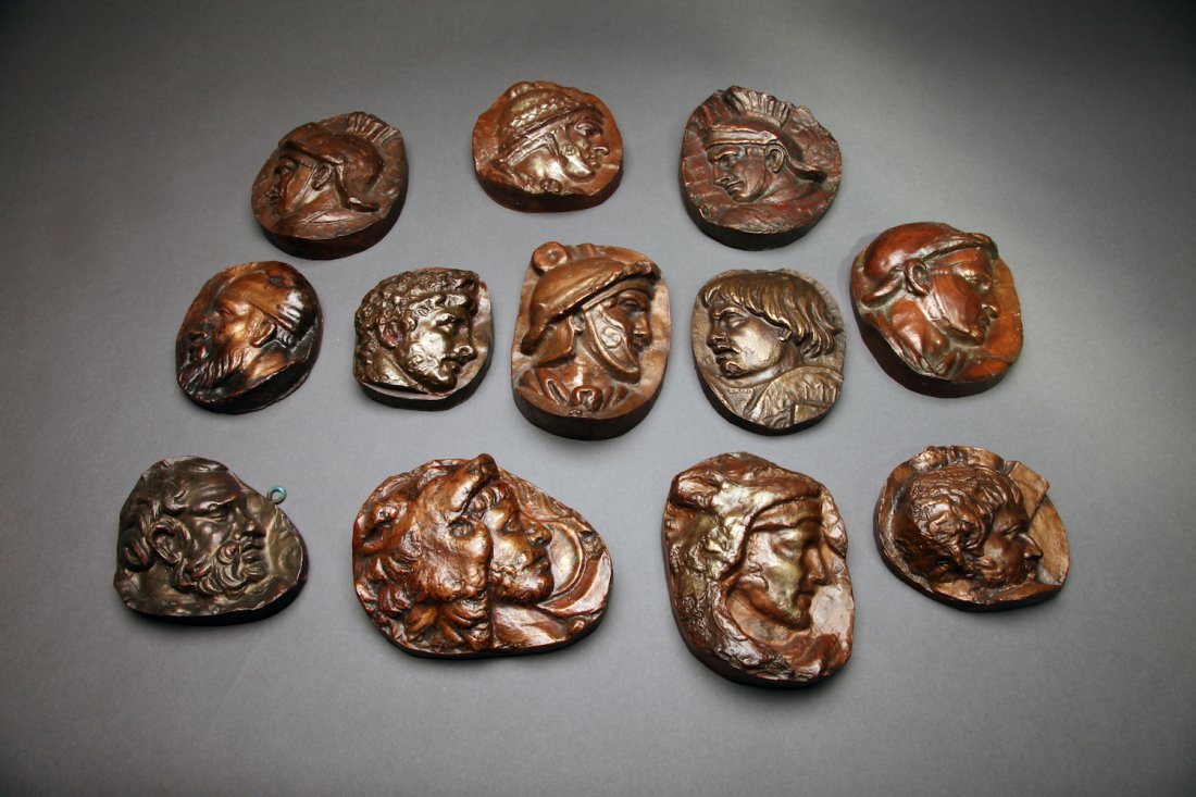 12 Antique  Bronze Plaques of Classical Portrait (1 of 3)