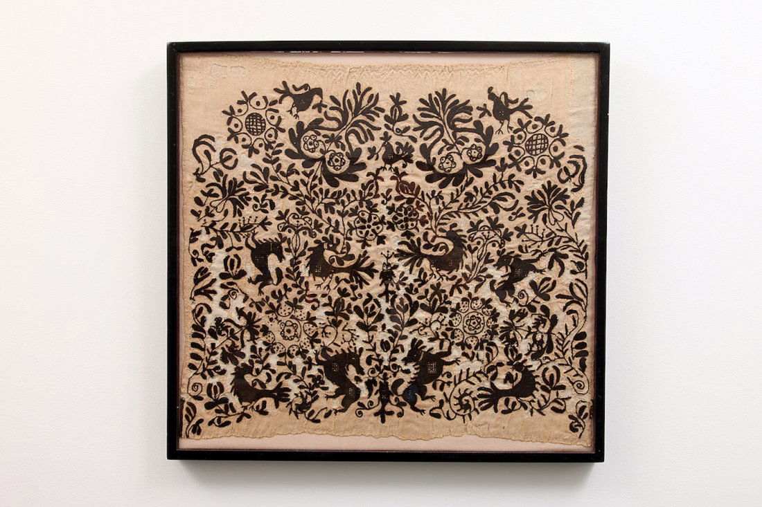 Antique Folk Art Embroidered Linen Panel (1 of 1)