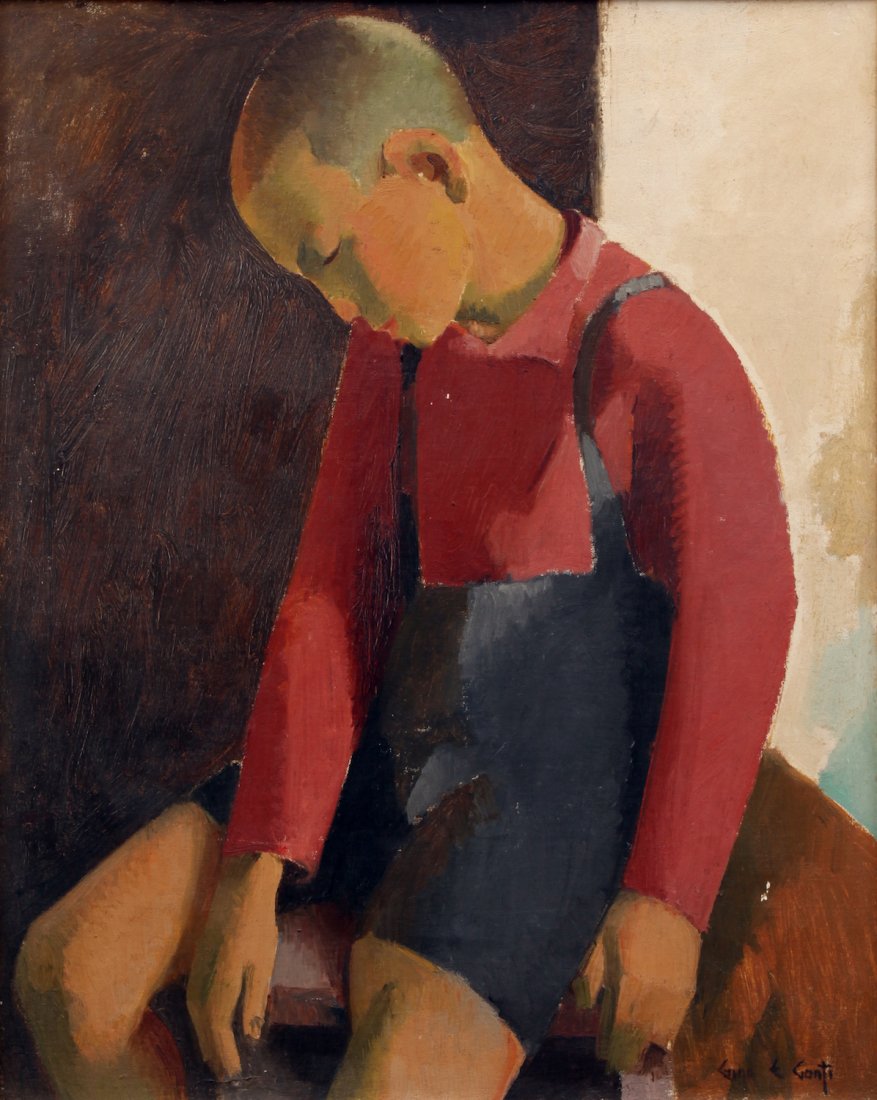 Gino Conti O/C Portrait of Asian Boy Painting (1 of 4)