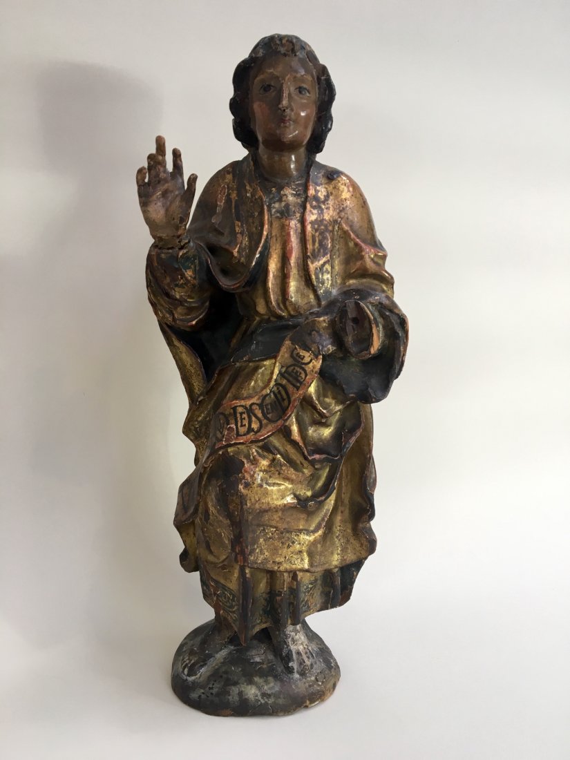 Gilt Wooden 16th Century Flemish Saint (1 of 4)