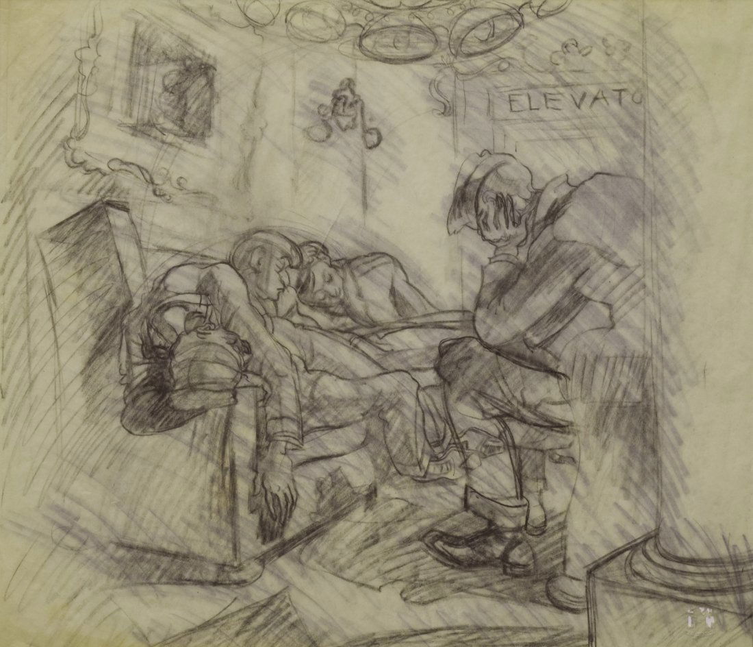 Study for "After Curfew" by Ben Messick c. 1930s (1 of 3)