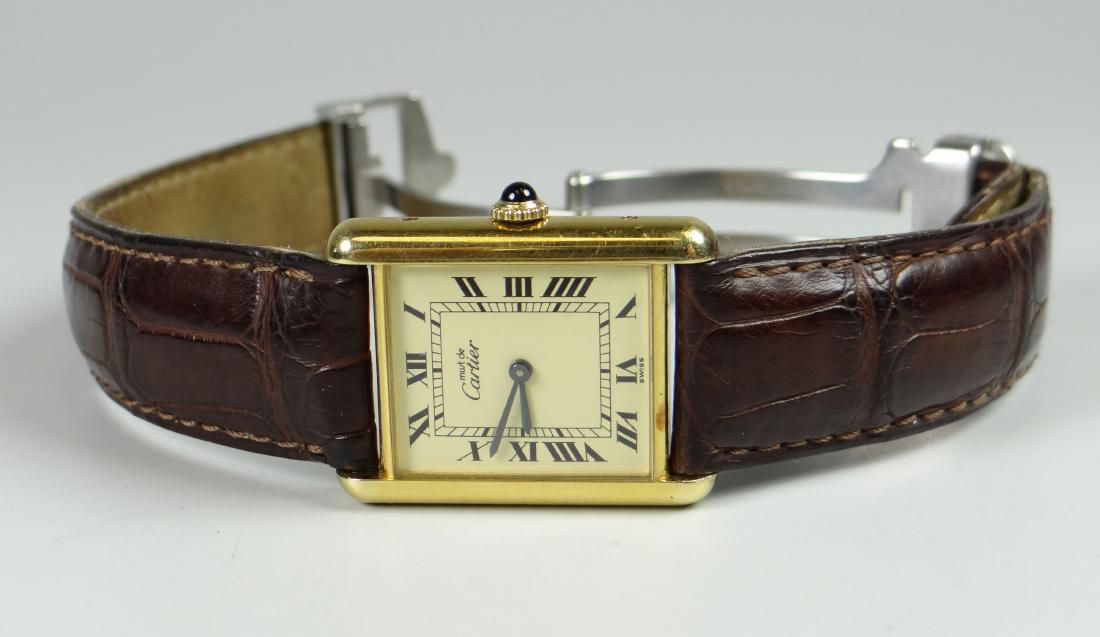 CARTIER LADIES GOLD PLATED AND SILVER WRISTWATCH the