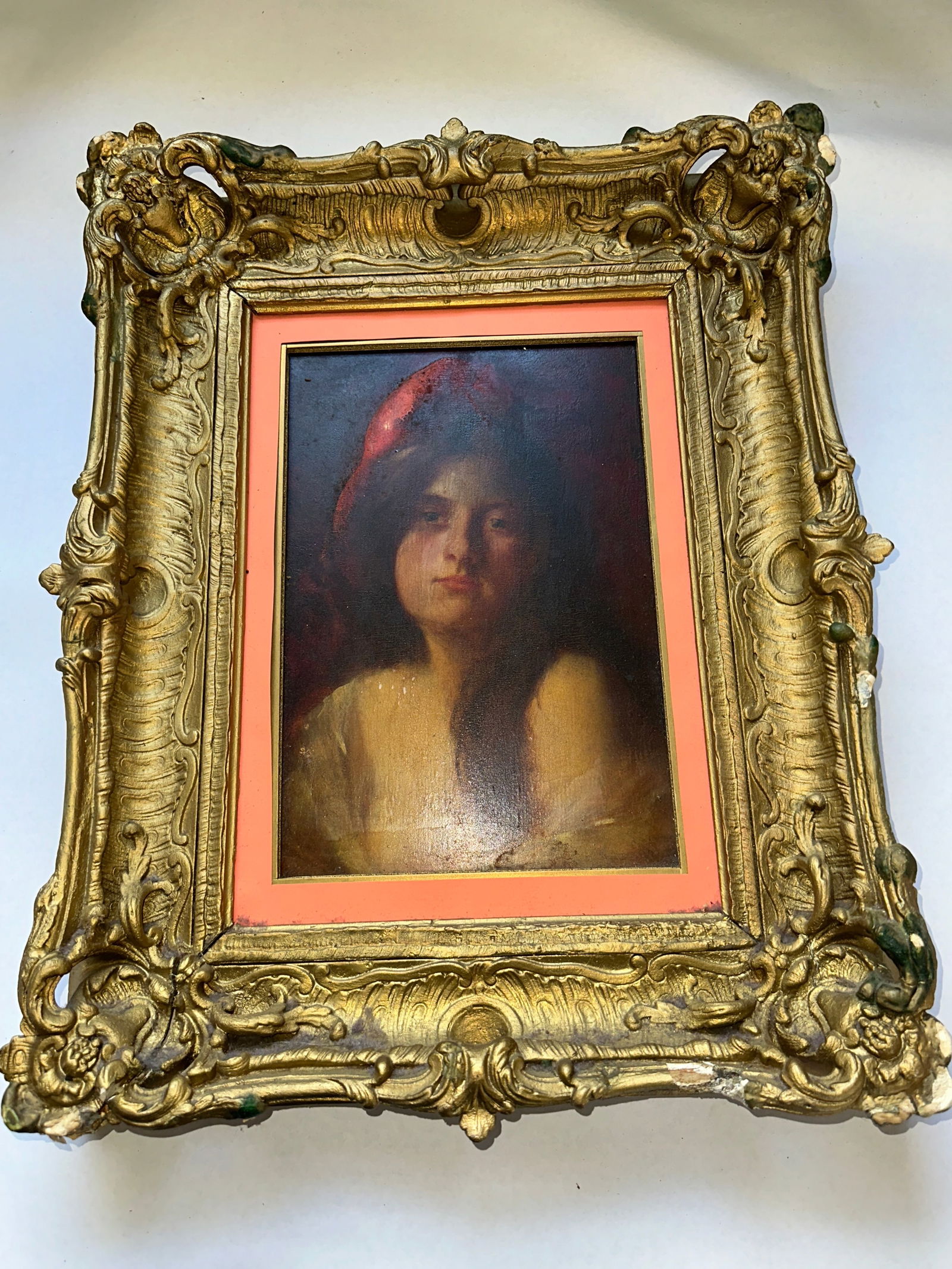 Oil on Canvas: Young Girl, unsigned, possibly by Henner (Jean-Jacques Henner) with letter, 12 in. x 8.5 in.