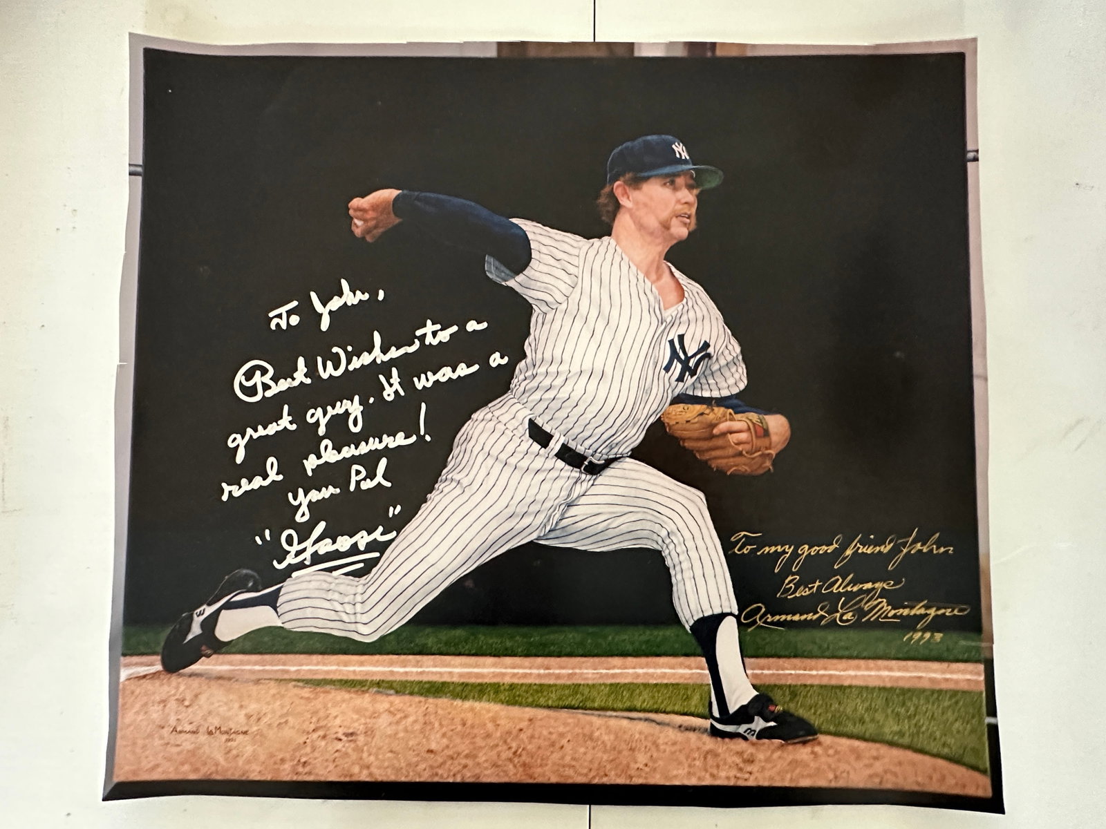 16 Goose Gossage Photos: 2 are personally inscribed To John from your pal Goose, 1 signed by Armand LaMontagne to The Goose