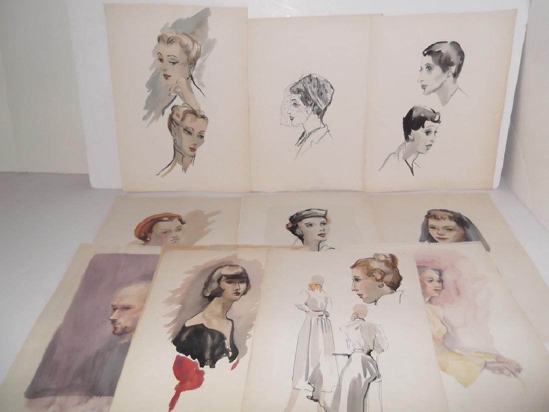 11 watercolor/mixed media women & male portraits (1 of 5)