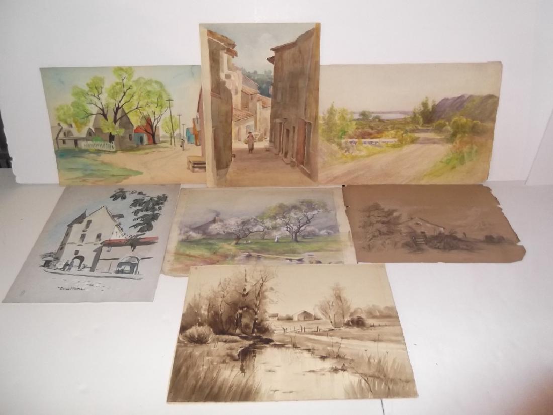 7 vintage original landscape view watercolors (1 of 7)