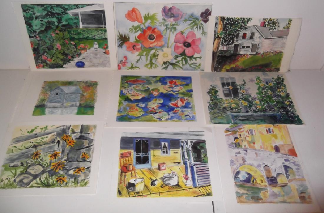 9 vintage original watercolors on paper (1 of 5)