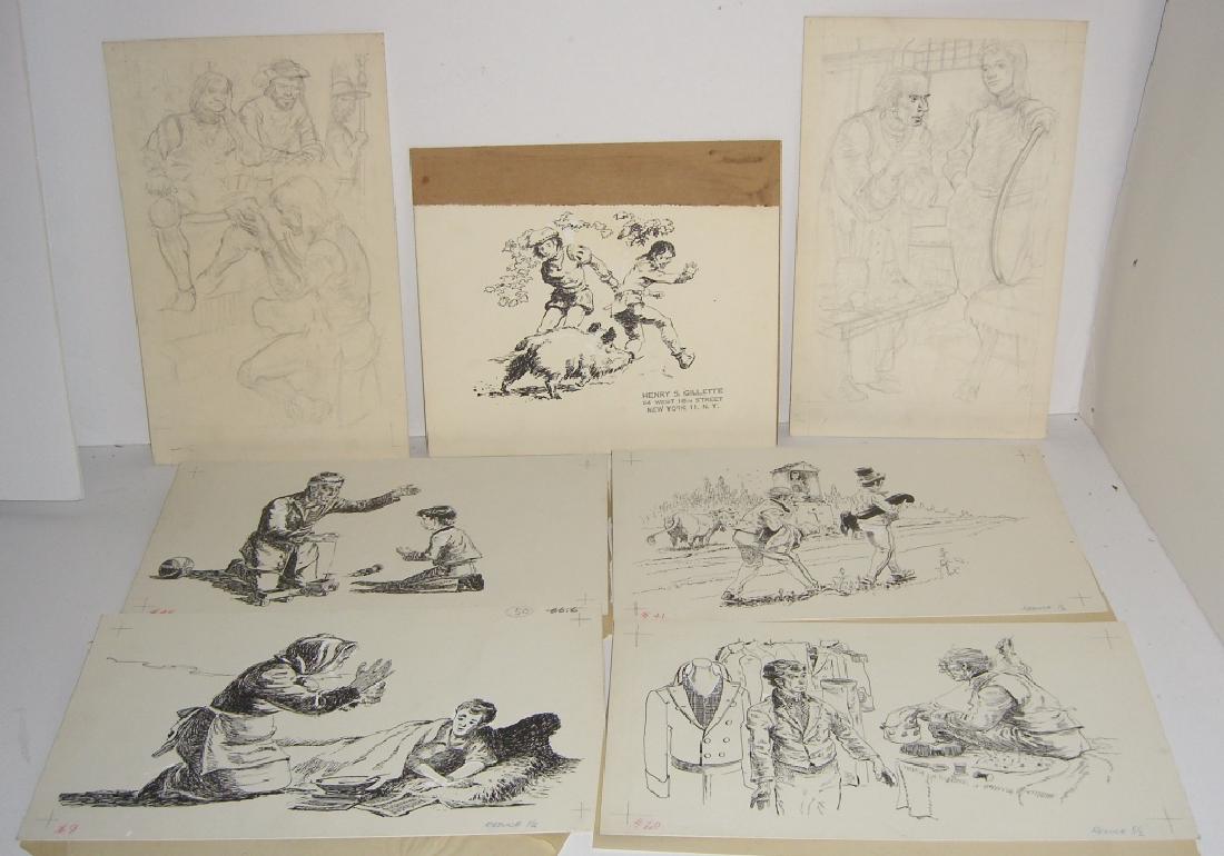 7 original pen & ink, & pencil drawings (1 of 8)