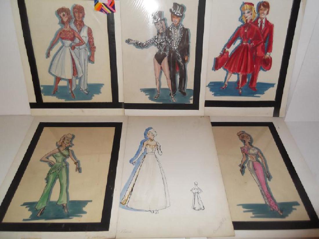 12 original vintage fashion illustration drawings (1 of 8)