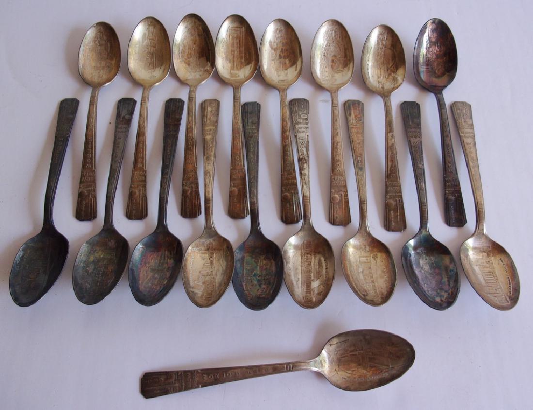 17 1939 World's Fair collector spoons: 17 1939 World's Fair collector spoons.