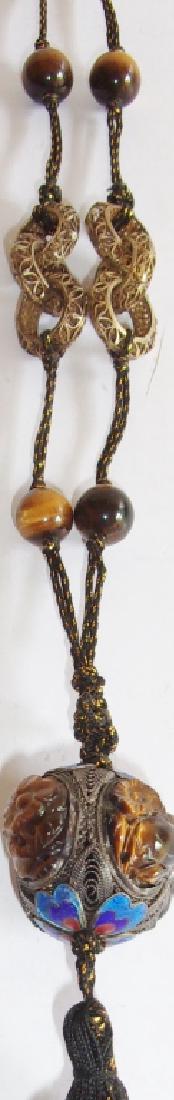 Vintage tiger eye & cloisonne necklace (1 of 10)