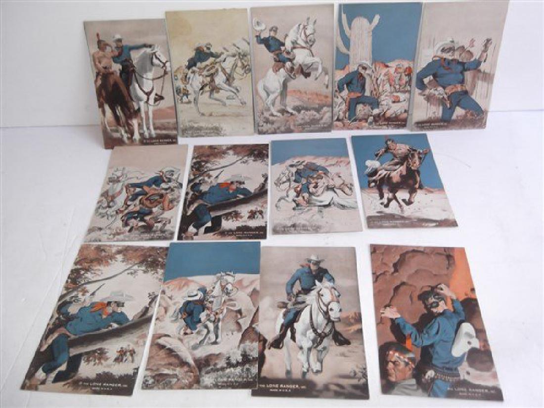 13 Vintage The Lone Ranger cards: 13 Vintage The Lone Ranger & Tonto Arcade Exhibit Cards. Stained; minor edge creases.