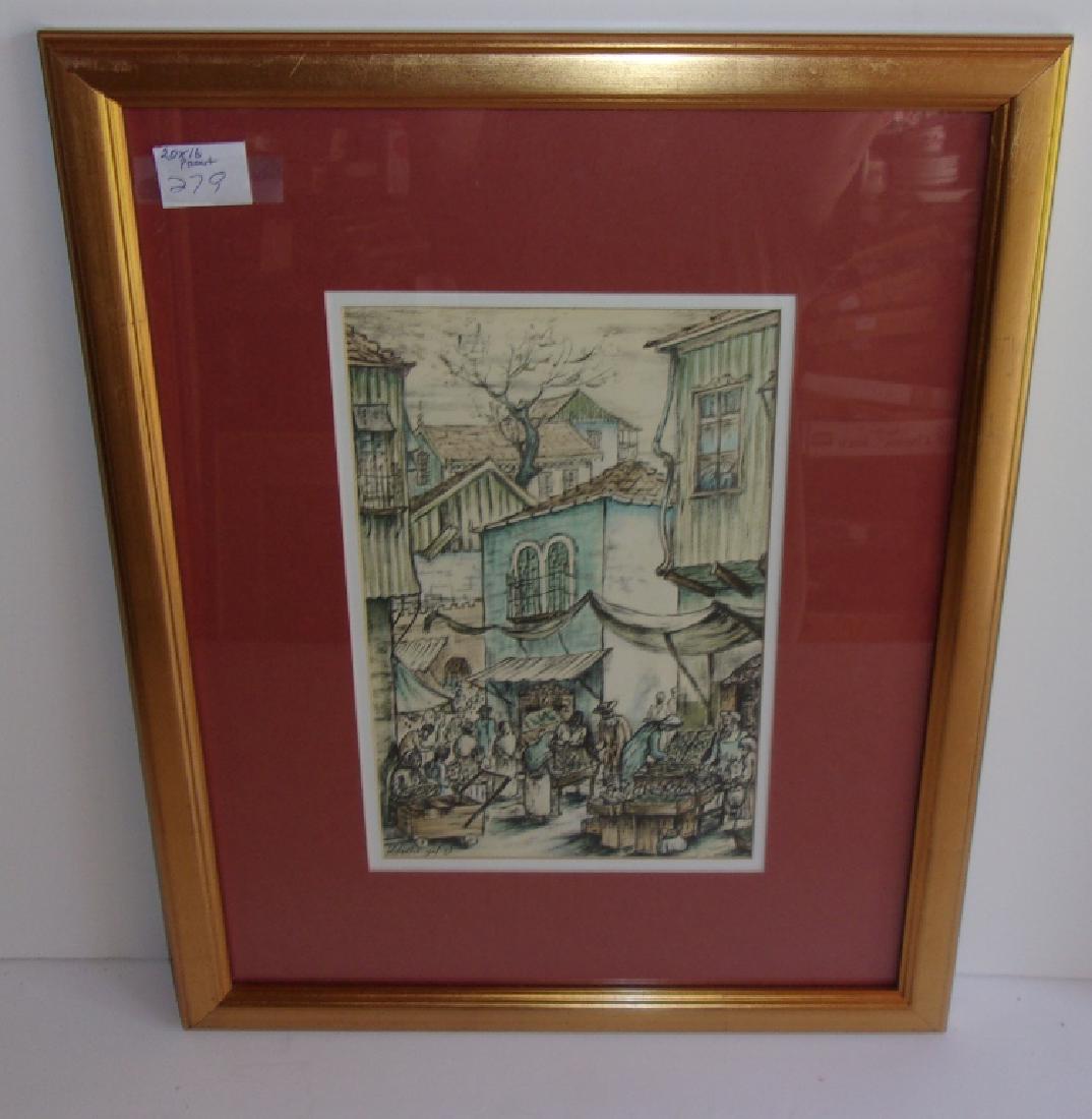 Street farm market scene print by L. Lione (1 of 2)