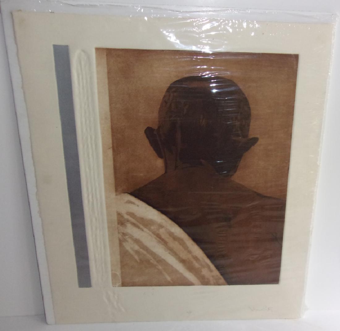 Artist proof lithograph of Mahatma Gandhi: Artist proof lithograph of Mahatma Gandhi by Lilliana Porter. 22 inches x 26 inches.