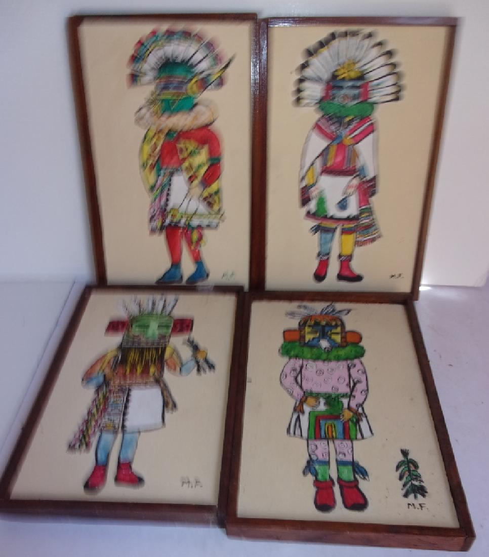 4 Kachina painted artworks (1 of 3)