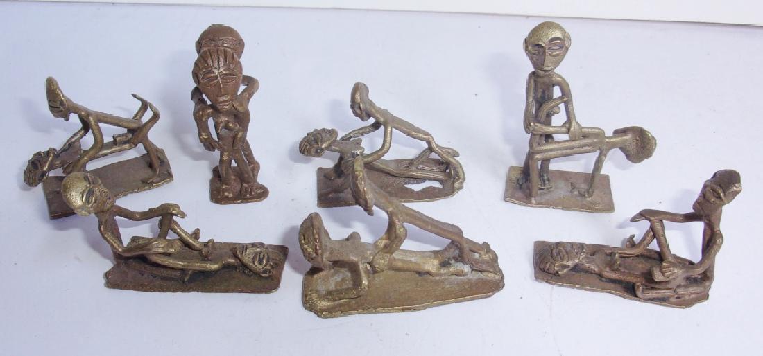 Benin bronze west Africa erotic gold weights: 7 antiques/vintage Benin bronze west Africa erotic gold weights. 2 inches high.