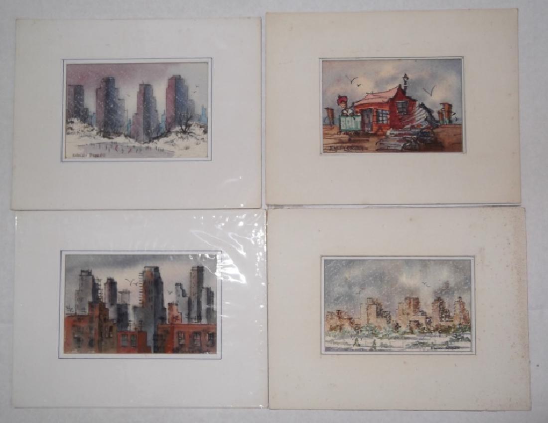 4 watercolor paintings signed Stanley Brodey (1 of 10)