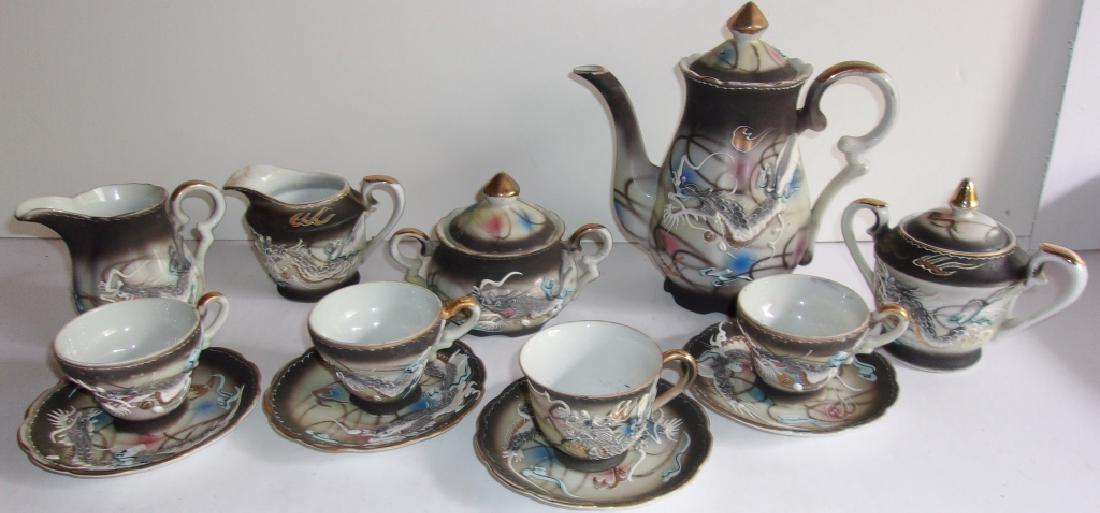 Japanese tea pot, sugar, creamer, cups, & saucers (1 of 11)