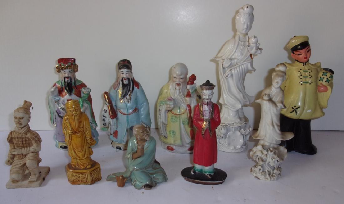 10 vintage Asian pottery figures (1 of 2)