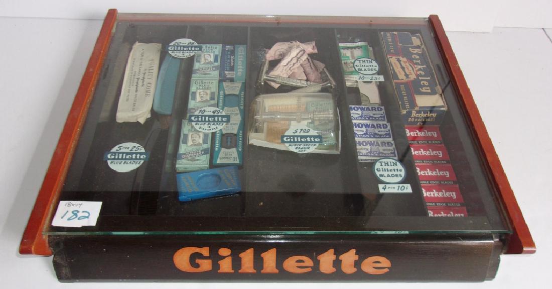 vintage Gillette display case with contents (1 of 2)