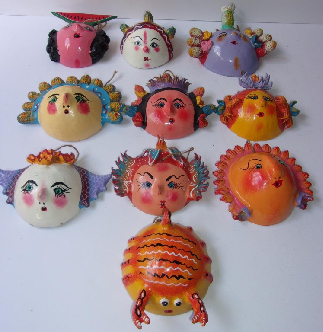 10 Mexican hand-painted coconut shell face masks (1 of 2)