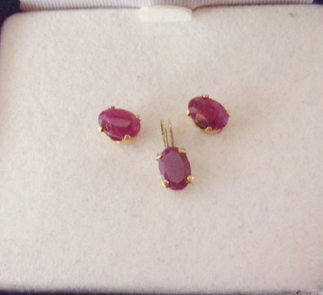 14k Ruby earrings and pendant (1 of 1)