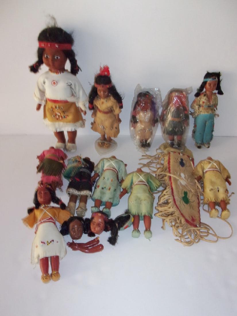 collection of Native American dolls: Collection of native American dolls. Some Dolls lacking pieces. Largest measures 11 inches high.
