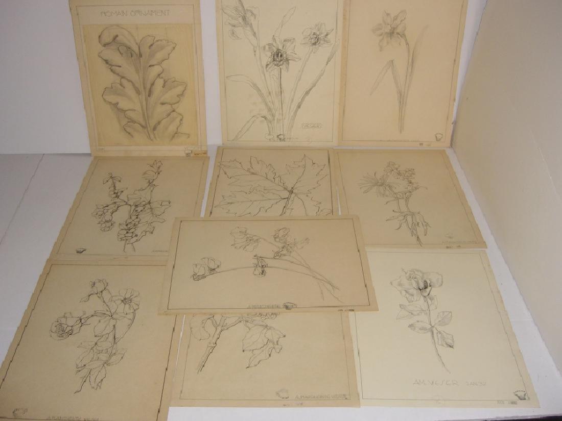 12 1930's original floral illustration drawings (1 of 10)