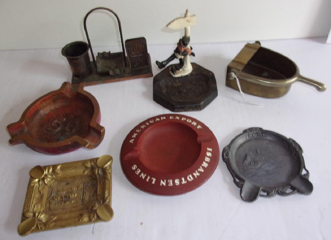 7 antique & vintage advertising ashtray: 7 antique & vintage advertising ashtray. Largest measures 4 1/2 inches high.