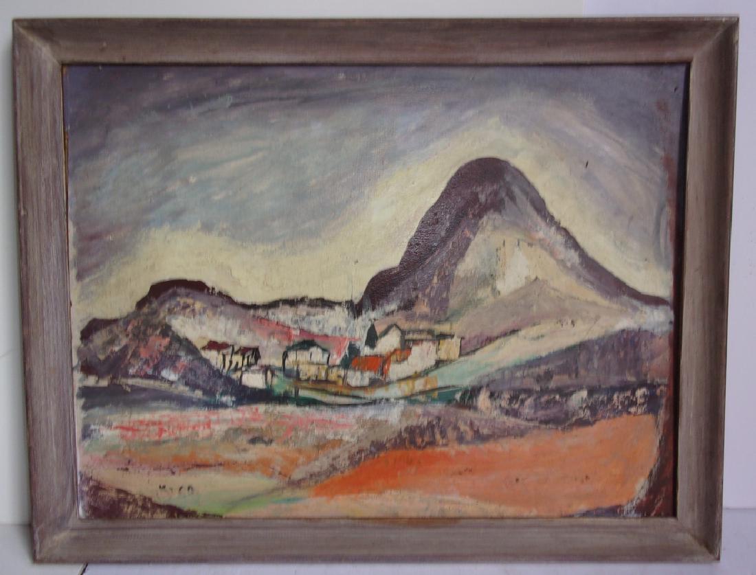 Oil on board houses in valley scene (1 of 3)