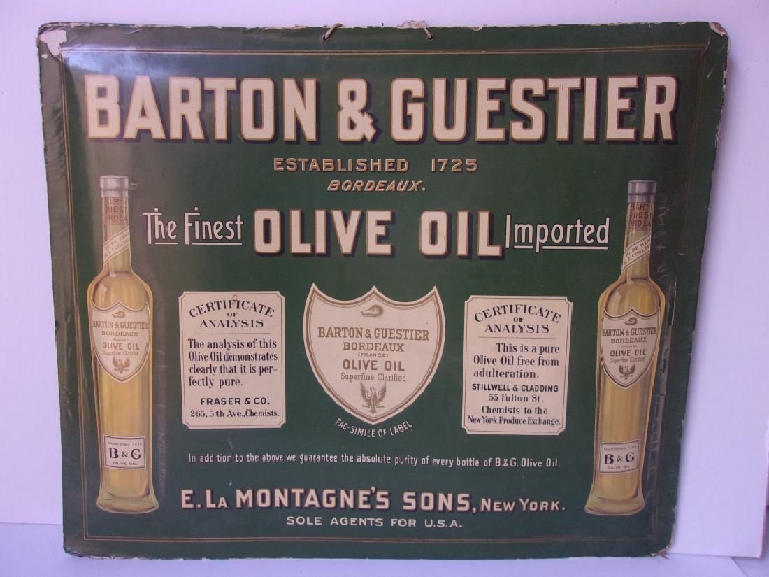 C.1910 antique Barton and Guestier olive oil sign (1 of 4)