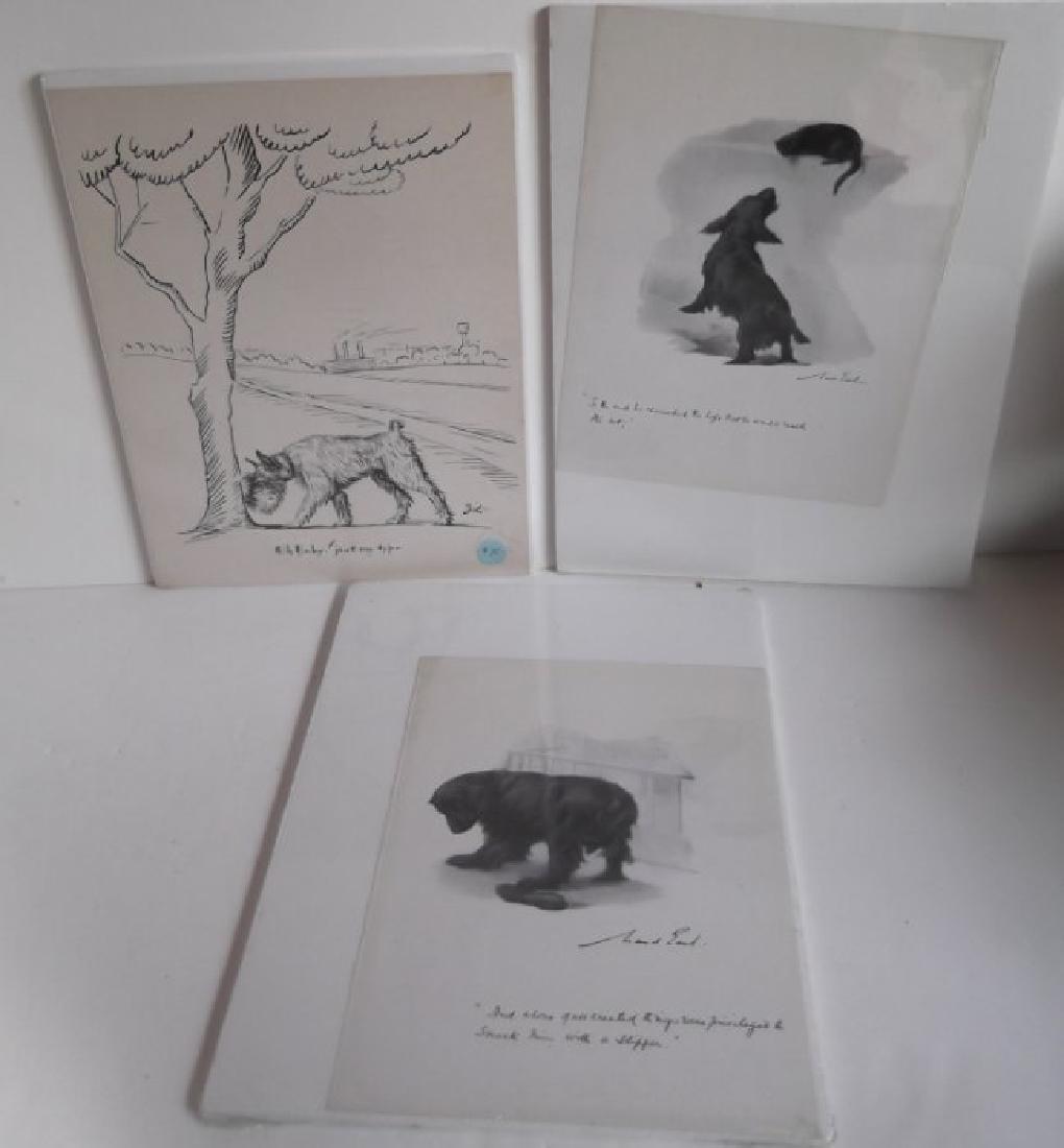 3 Original pen & ink/mixed media dog drawings (1 of 7)