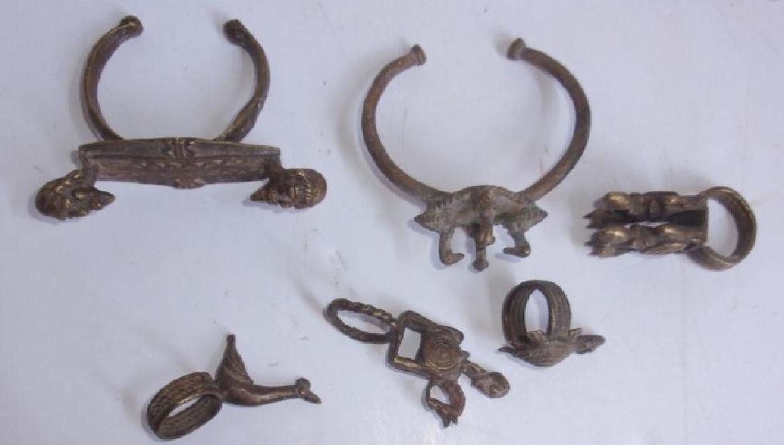 6 bronze Benin Ivory Coast rings and bracelets (1 of 7)