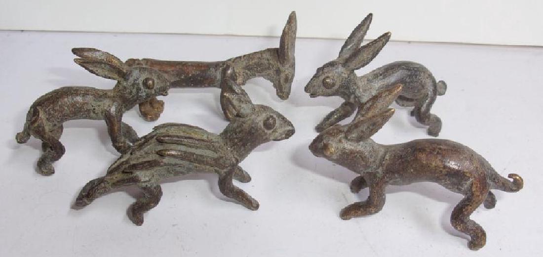 5 antique bronze Benin Ashanti Ivory Coast rabbits (1 of 3)