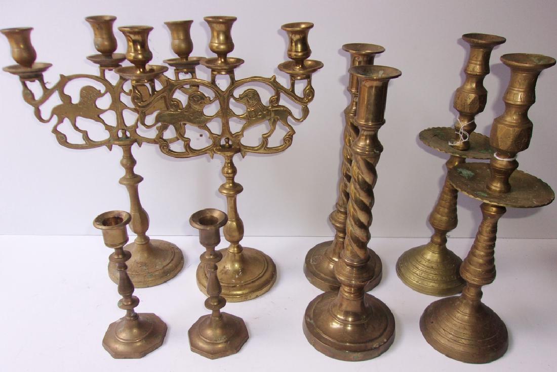 8 antique/vintage brass candelabra/candle holders (1 of 1)