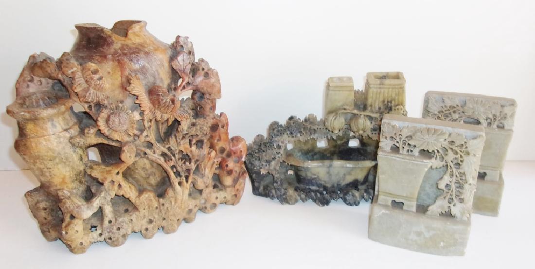 4 early 20th century carved soapstone (1 of 2)