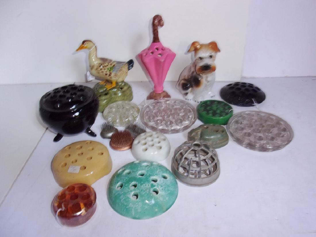 collection of 18 vintage flower frogs (1 of 3)