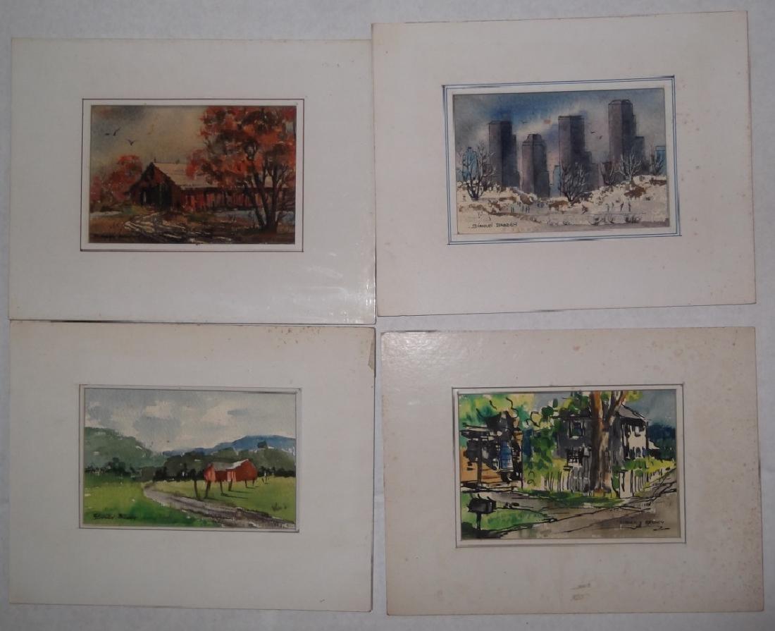 4 watercolor paintings signed Stanley Brodey (1 of 10)