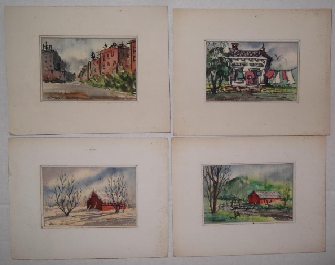 4 watercolor paintings signed Stanley Brodey (1 of 10)