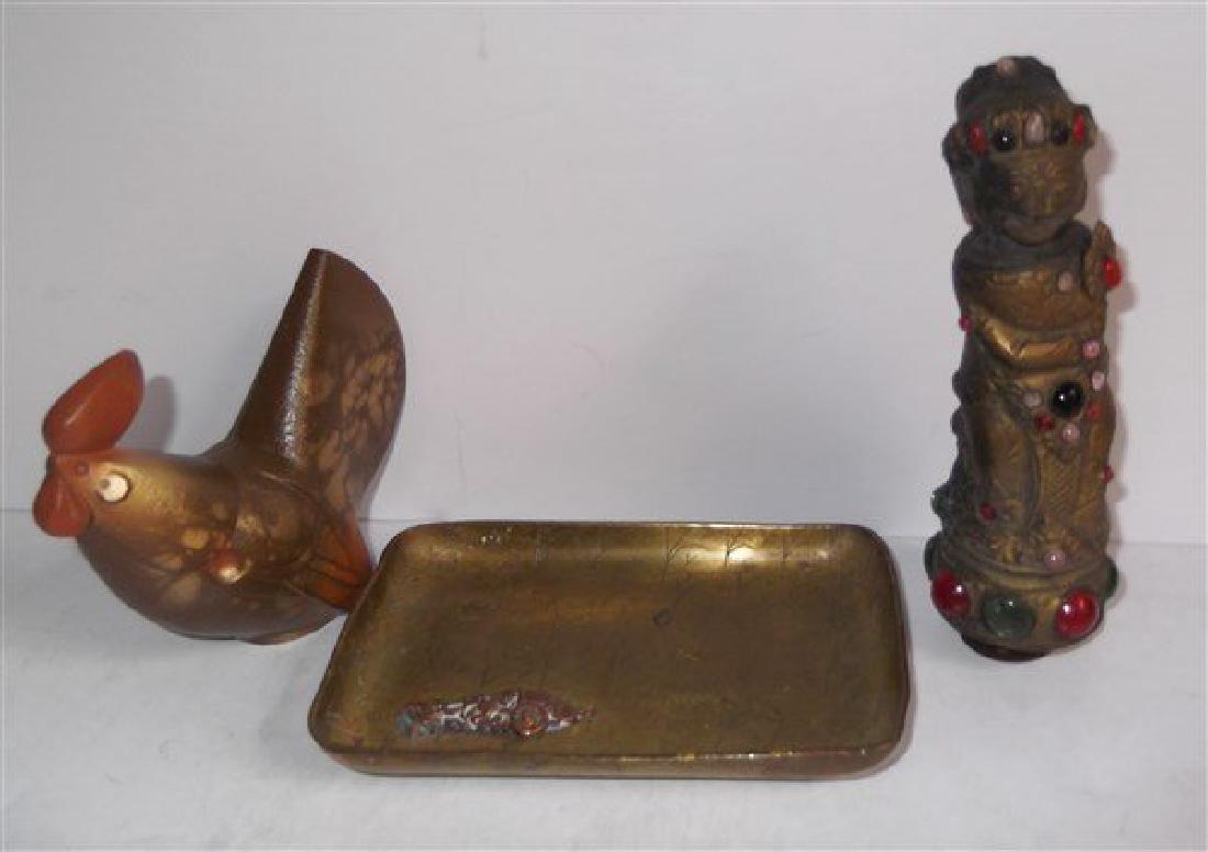 3 piece metal lot chicken Oriental woman finial (1 of 8)