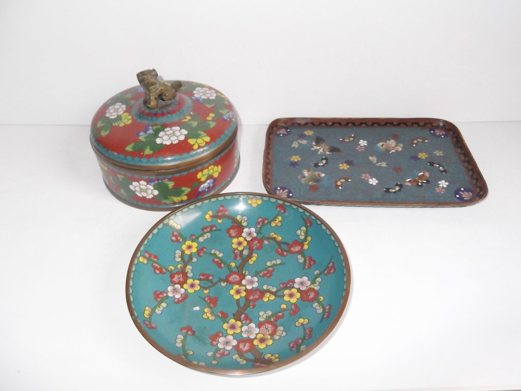 3 piece Vintage cloisonne lot (1 of 8)