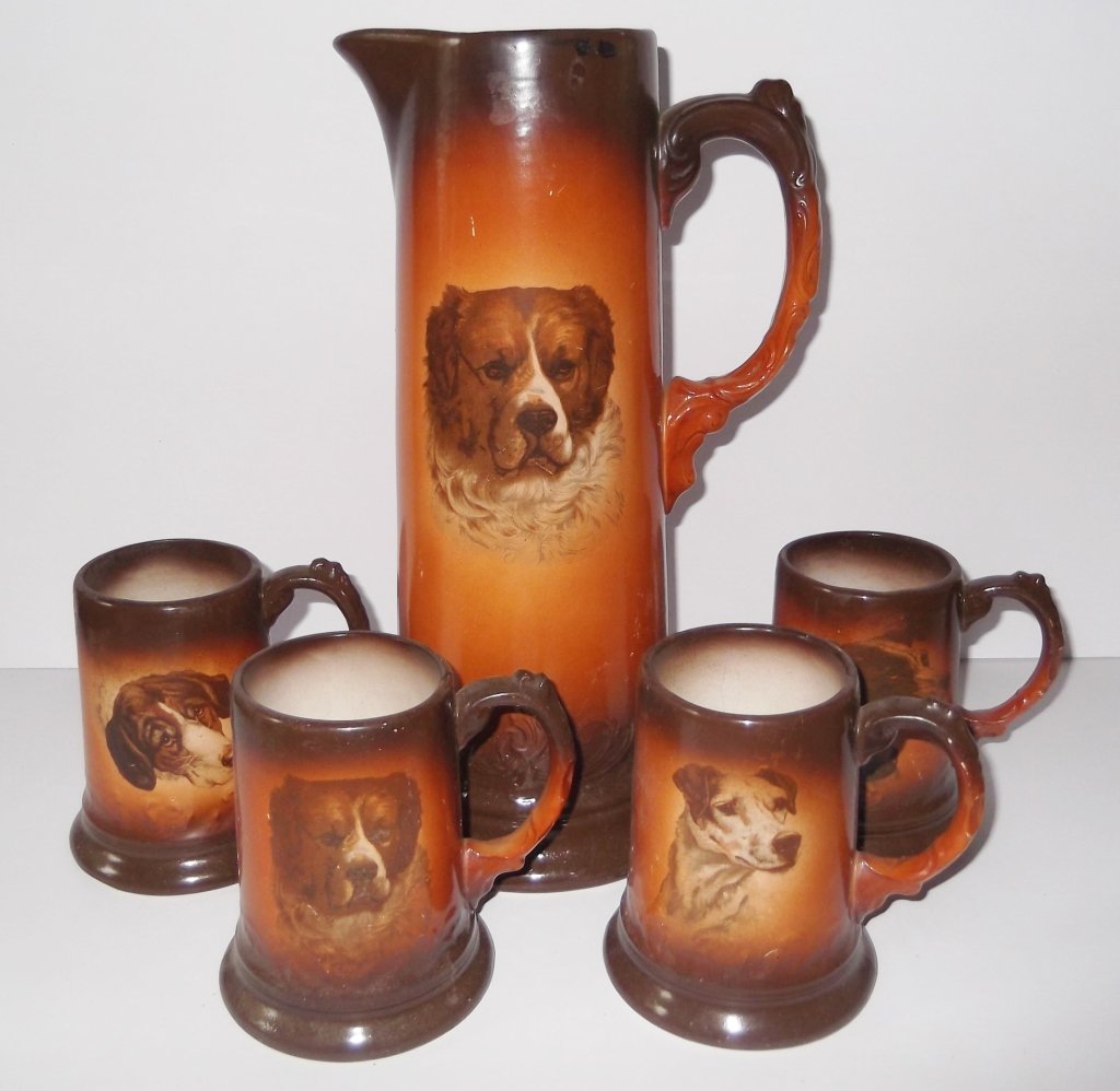 5 piece dog pitcher & mug set (1 of 9)