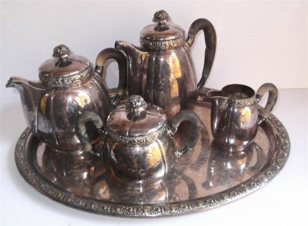 5 piece silver plate tea set (1 of 6)