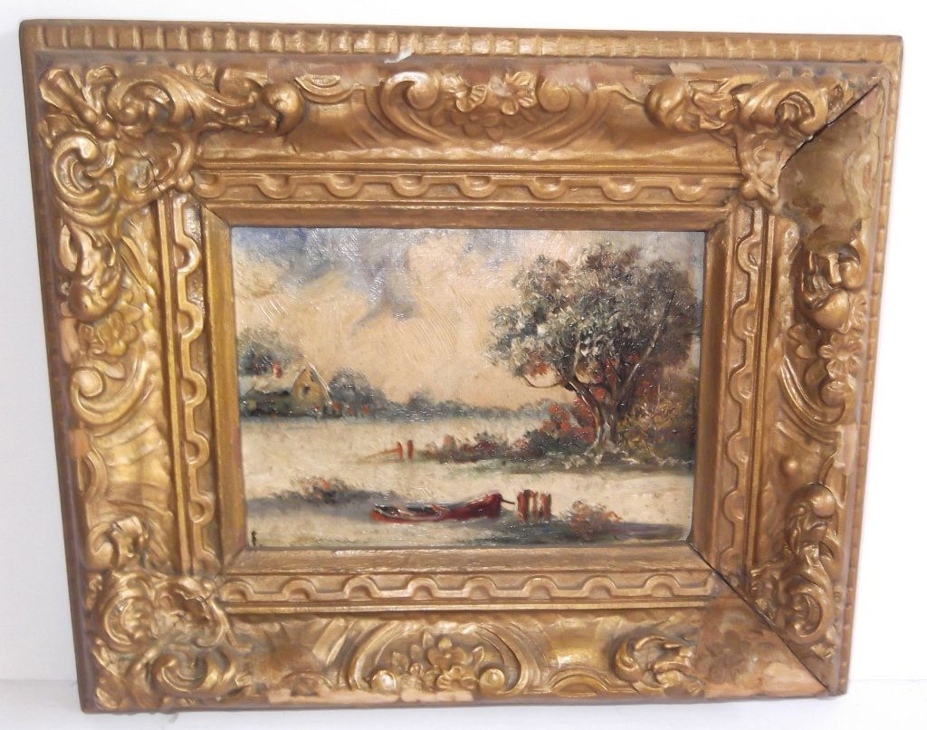Oil on board landscape scene by  Eugene Laforet (1 of 6)