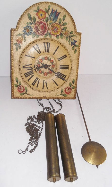 Grandfather clock workings, pendulum & weights (1 of 5)