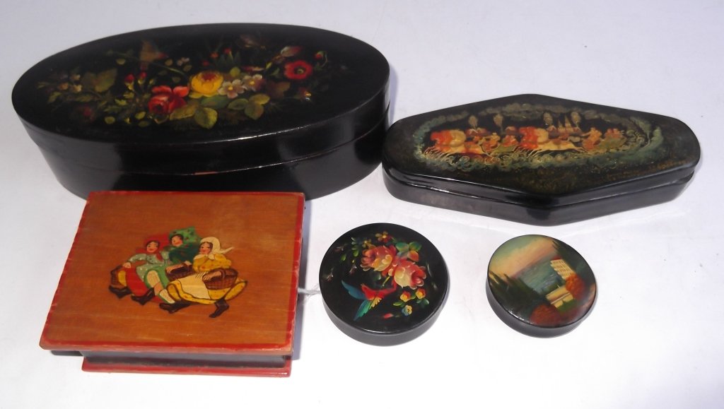 5 hand painted Russian boxes (1 of 6)