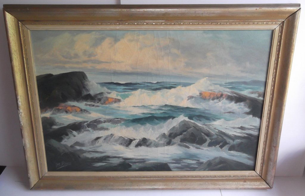 Large oil on canvas ocean scene (1 of 5)