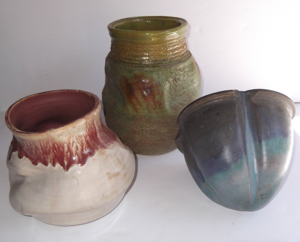 3 pieces studio art pottery vases (1 of 7)