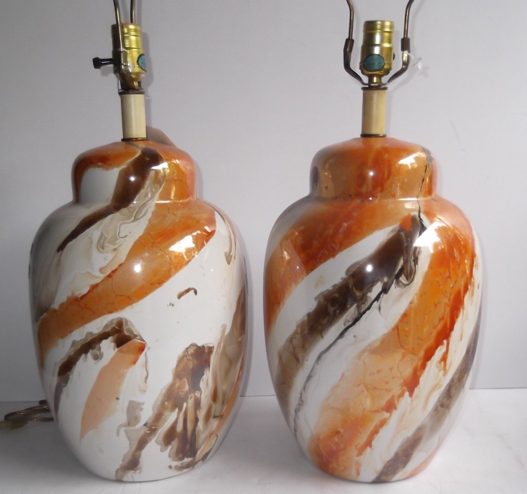 Pair of 1960's "Lava" glazed table lamps (1 of 2)