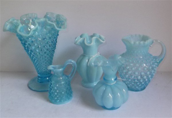 5 piece blue glass lot (1 of 4)
